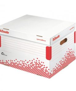Archívna krabica Esselte Speedbox so sklápacím vekom biela/červená 392×301×334 mm