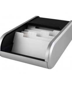 Stolová kartotéka na vizitky Helit Linear čierna/strieborná