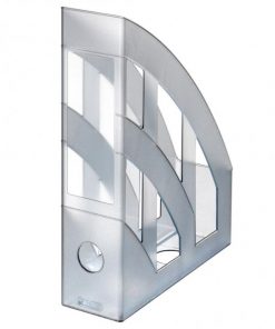 Stojan na časopisy Herlitz transparentný sivý