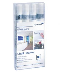 Kriedový popisovač GLASSBOARD biely 4 ks