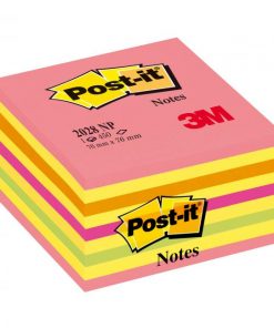 Samolepiaci bloček Post-it, 76 x 76 mm, neónová ružová, mix farieb