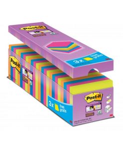 Samolepiaci bloček Post-it Super Sticky, 76x76 mm, mix neónových farieb, zvýhodnené balenie
