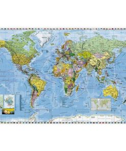 Mapa Svet politický s vlajkami štátov