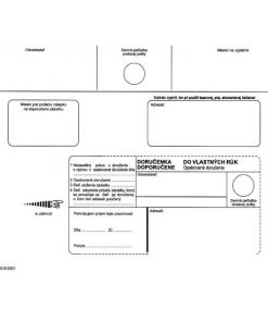 Poštové obálky C5 doručenka do VR OD, Doposielať, 1000 ks