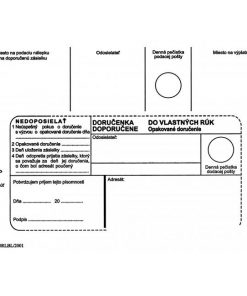 Poštové obálky B6 doručenka do VR OD, Nedoposielať, 100 ks