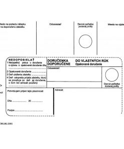 Poštové obálky B6 doručenka do VR OD, Nedoposielať, 1000 ks