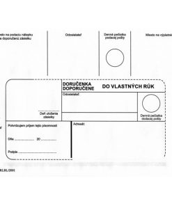 Poštové obálky B6 doručenka do VR bez OD, 1000 ks