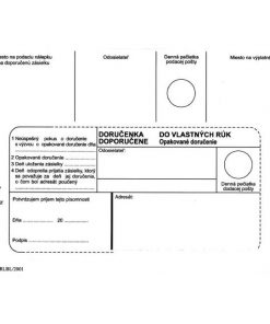 Poštové obálky B6 doručenka do VR OD, Doposielať, 1000 ks
