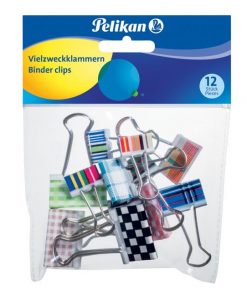 Klipy na dokumenty Pelikan farebné, 12 ks, mix farieb a veľkostí