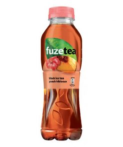Čierny ľadový čaj FUZETEA Broskyňa a ibištek 12 x 0,5 ℓ