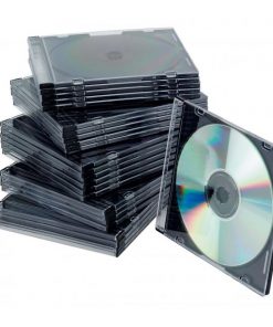 Obal Slim na CD/DVD Q-CONNECT z plastu čierny/priehľadný, 25ks