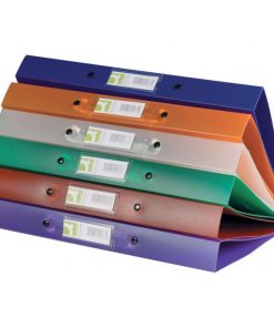 Zakladač 4-krúžkový Q-CONNECT celoplastový 2,5cm transparentný modrý