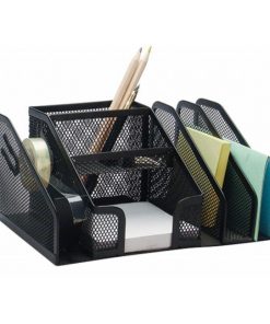 Drôtený stolový organizér so 6 priehradkami Q-CONNECT čierny