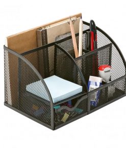 Drôtený stolový organizér Q-CONNECT s priehradkou na listy čierny