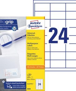 Etikety univerzálne 64,6x33,8mm Avery A4 100 hárkov