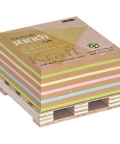 Samolepiaci bloček Stick’n Hopax na paletke 76x76mm 400 lístkov mix Kraft a pastel