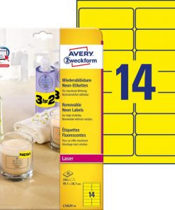 Etikety Avery odnímateľné 99,1x38,1 mm neónové žlté