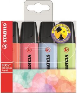 Sada zvýrazňovačov STABILO Boss pastel 4 ks