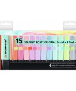 Sada zvýrazňovačov STABILO BOSS ORIGINAL Pastel 15 ks Stolný set so 14 rôznymi farbami