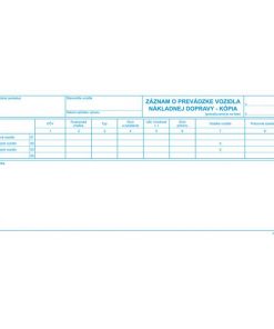 Záznam o prevádzke vozidla nákladnej dopravy, 2/3 A4, kniha, 100 listov, kópia