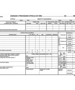 Záznam o prevádzke stroja A5, 100 listov, samoprepis, číslovaný