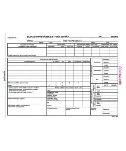 Záznam o prevádzke stroja, A5, číslovaný, 100 listov