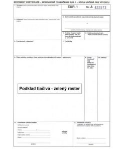 Sprievodné osvedčenie EUR.1, samoprepis, 3 listy