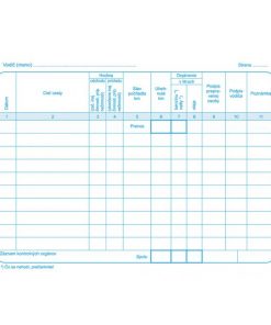 Záznam o prevádzke vozidla osobnej dopravy, A5, blok, 100 listov