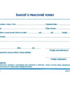 Tlačivo Žiadosť o pracovné voľno, A6, 100 listov