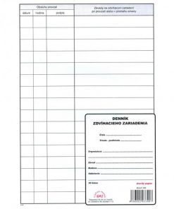 Denník zdvíhacieho zariadenia A4, 30 listov