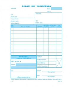 Dodací list, A5, s DPH, s potvrdenkou, samoprepis