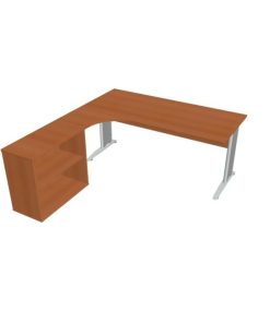 Pracovný stôl Cross, ergo, pravý, 180x75,5x200 cm, čerešňa/kov