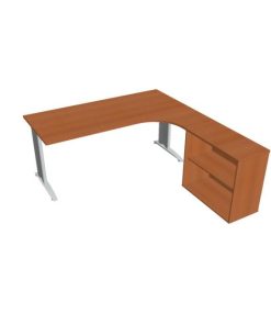 Pracovný stôl Flex, ergo, ľavý, 180x75,5x200,0 (80x40) cm, čerešňa/kov