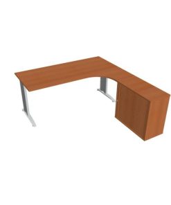 Pracovný stôl Flex, ergo, ľavý, 180x75,5x200,0 (80x40) cm, čerešňa/kov