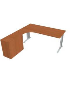 Pracovný stôl Flex, ergo, pravý, 180x75,5x200,0 (40x80) cm, čerešňa/kov