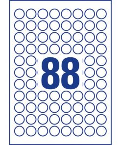 Etikety univerzálne kruhové 20mm Avery A4 10 hárkov