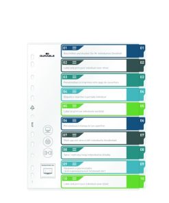 Plastový rozraďovač DURABLE 1-10 potlačiteľný farebný