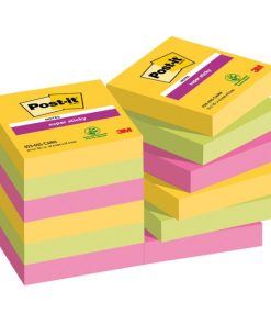 Samolepiaci bloček Post-it Super Sticky CARNIVAL, veľkosť 47,6 x 47,6 mm, 12 bločkov po 90 lístkov