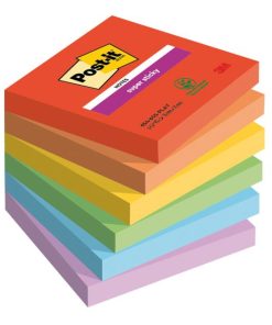 Samolepiaci bloček Post-it Super Sticky PLAYFUL, veľkosť 76x76 mm, 6 bločkov po 90 lístkov