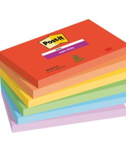 Samolepiaci bloček Post-it Super Sticky PLAYFUL, veľkosť 76x127 mm, 6 bločkov po 90 lístkov