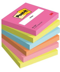 Samolepiaci bloček Post-it Super Sticky Poptimistic 76x76mm, 6 bločkov po 100 lístkov