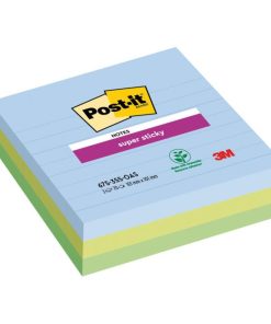 Samolepiaci bloček Post-it Super Sticky OASIS, veľkosť 101x101 mm XL, linajkové, 3 bločky po 70 lístkov