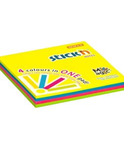 Samolepiaci bloček Stick’n Hopax MAGIC 4 neónové farby, 76 x 76 mm, 100 lístkov
