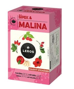 Čaj LEROS bylinný Čajová chvíľka šípka & malina HB 20 x 2 g