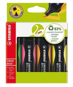Sada zvýrazňovačov STABILO GREEN BOSS 4 ks zelená, ružová, oranžová, žltá