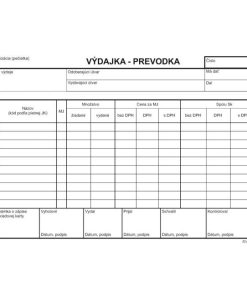 Výdajka - prevodka, A5, s DPH, samoprepis, s kartónovou obálkou a podložkou, 100 listov