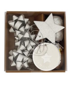 Veľká vianočná súprava na balenie darčekov strieborná