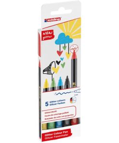 Sada popisovačov edding 1200/5S glitter,  základné farby