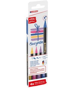 Sada popisovačov edding 1340/4S glitter, pastelové farby, vláknový hrot