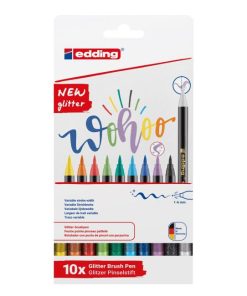 Sada popisovačov edding 1340/10S glitter, základné farby, vláknový hrot